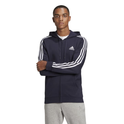 adidas Essentials Fleece 3-Stripes Full-Zip Hoodie