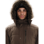 Emerson Long Puffer Jacket With Fur in Hood Camel