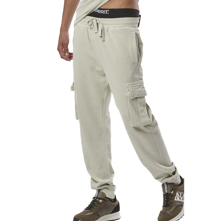 Body Action Natural Dye Cargo Pants Quiet Grey