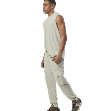 Body Action Natural Dye Cargo Pants Quiet Grey