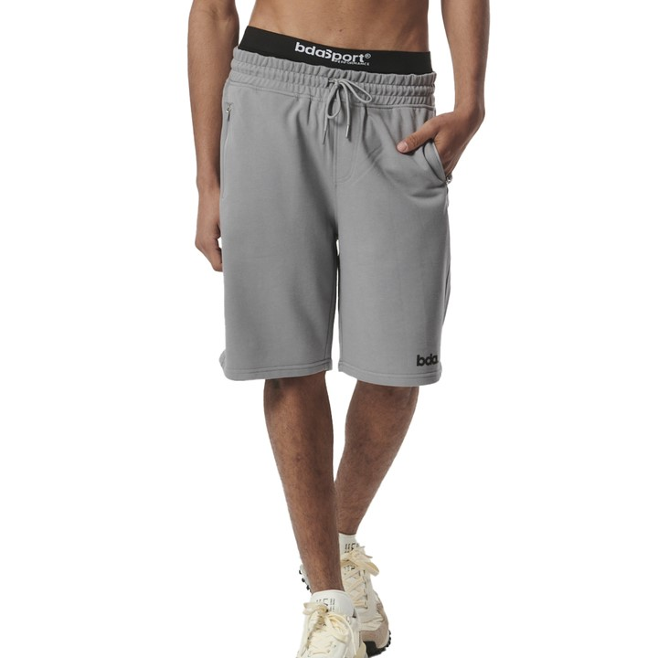 Body Action Esential Sport Shorts With Zippers Silver Grey