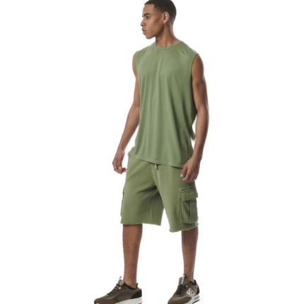 Body Action Natural Dye Cargo Bermuda Hedge Green