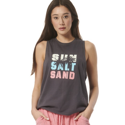 Body Action Enjyme Wash Oversized Tank Pearl Grey