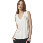 Body Action Textured V-neck Tank Top Off White