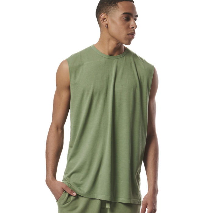 Body Action Natural Dye Sleeveless Tank Top Hedge Green