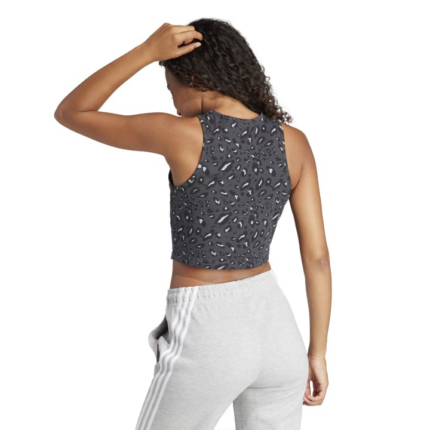 adidas Essentials Animal-Print Crop Tank Top