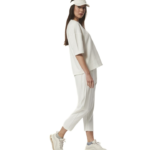 Body Action Tech Fleece Cropped Track Pant Star White