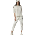 Body Action Tech Fleece Cropped Track Pant Star White