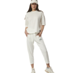 Body Action Tech Fleece Cropped Track Pant Star White