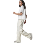 Body Action Active High Waist Flare Fit Pants Star White