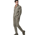 Body Action Cotton-Terry Tracksuit Bottoms Leaf Green