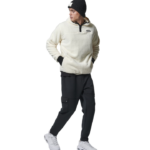 Body Action Half-Zip Sherpa-Fleece Hoodie Cotton Ecru