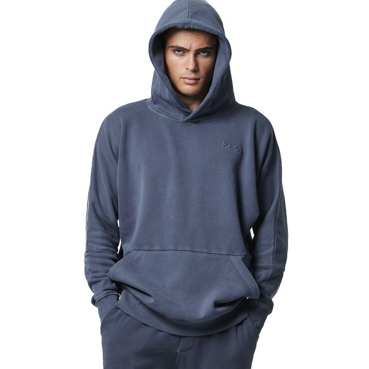 Body Action Faded-Effect Hoodie Ocean Blue