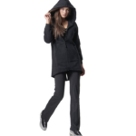 Body Action Long Fishtail Hooded Jacket Black