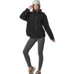 Body Action Zip Up Sherpa-Fleece Jacket Black