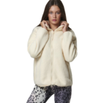 Body Action Zip Up Sherpa-Fleece Jacket Cotton Ecru