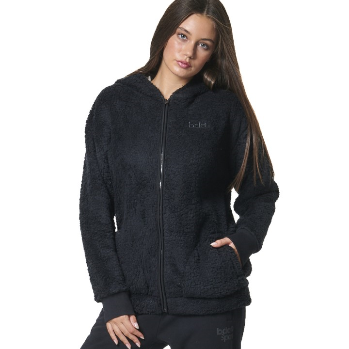 Body Action Oversized Full-Zip Sherpa Hoodie Black