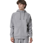 Body Action Sport Gym Tech Zip Hoodie Silver Gray