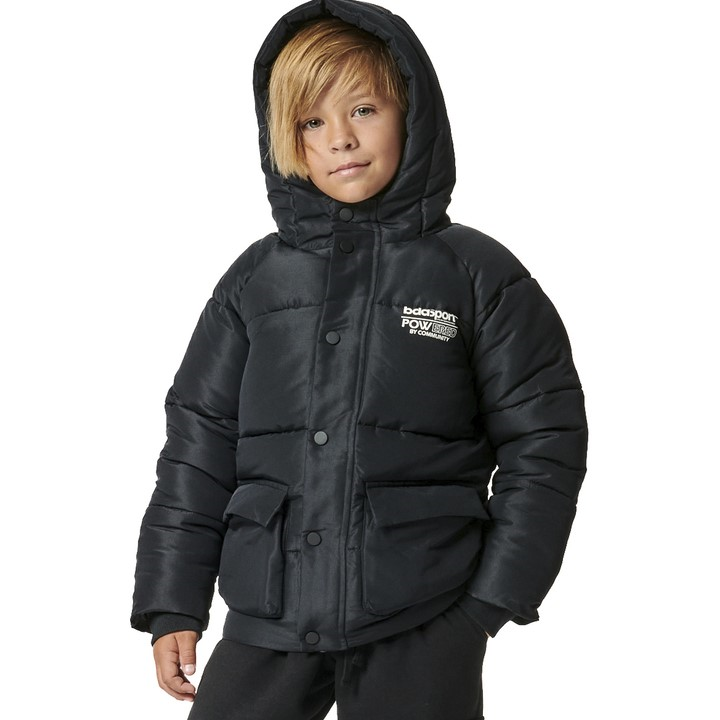 Body Action Puffer Hooded Coat Black