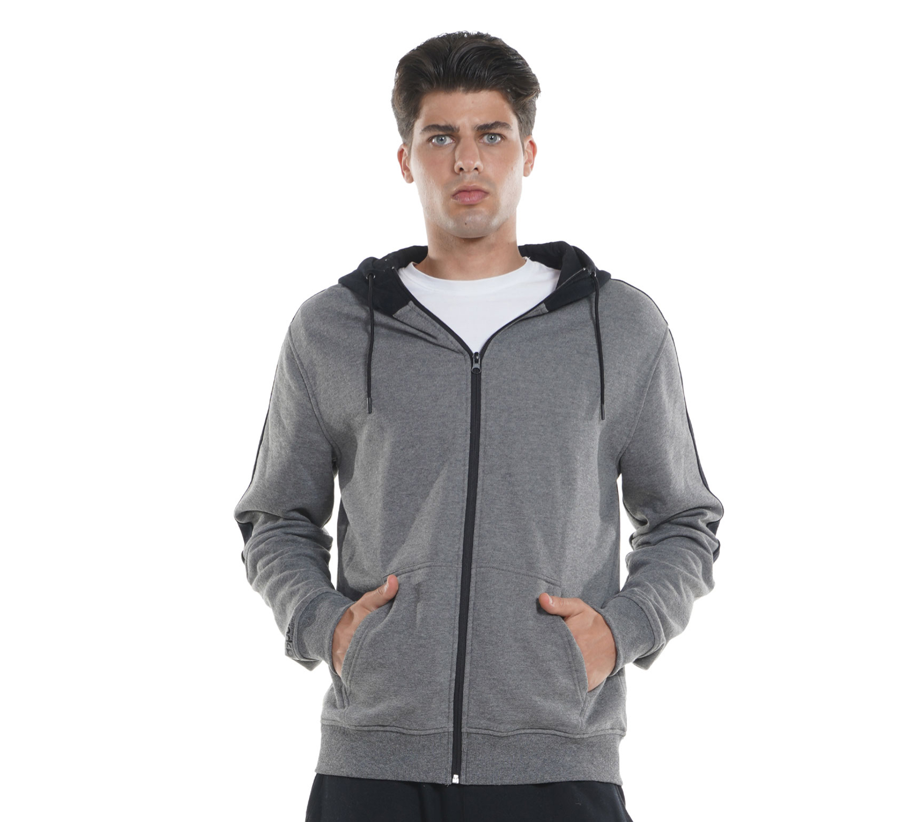 Body Action Fleece Full Zip Hoodie Dark Grey