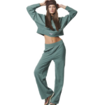 Body Action Wide-Leg Sweatpants Pine Green