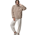 Body Action Zip-Through Sherpa Jacket Fossil Beige