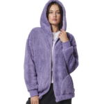 Body Action Oversized Full-Zip Sherpa Hoodie Purple Haze