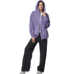 Body Action Oversized Full-Zip Sherpa Hoodie Purple Haze