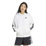 adidas Essentials 3-Stripes Full-Zip Fleece Hoodie Ζακέτα Λευκή