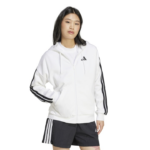 adidas Essentials 3-Stripes Full-Zip Fleece Hoodie Ζακέτα Λευκή