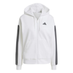 adidas Essentials 3-Stripes Full-Zip Fleece Hoodie Ζακέτα Λευκή