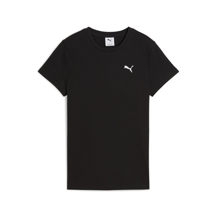 Puma ESS Elevated Rib Tee Γυναικείο T-shirt Μαύρο