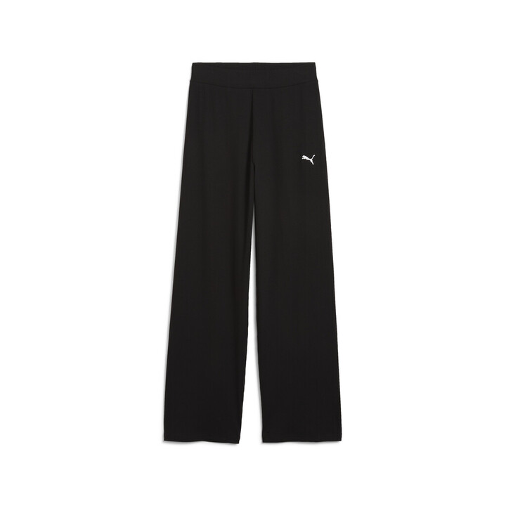 Puma ESS Elevated High-Waist Straight Leg Rib Pant Γυναικείο Παντελόνι Φόρμας Ίσιο Μαύρο