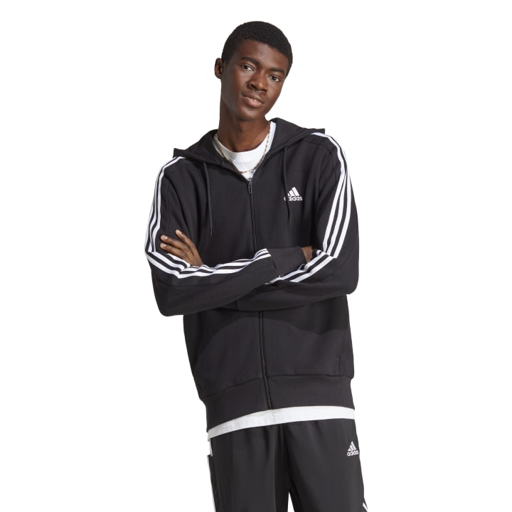 adidas Essentials French Terry 3-Stripes Full-Zip Hoodie