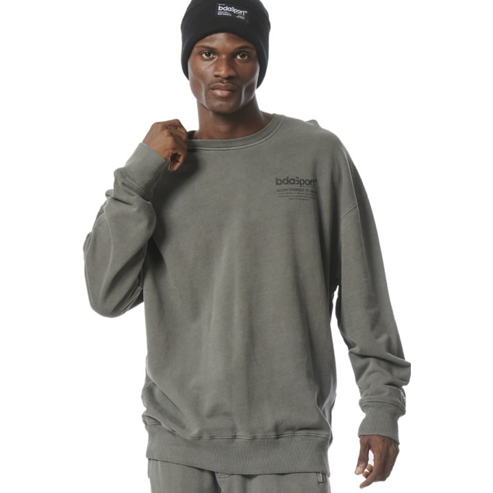 Body Action Over-Dyed Crewneck Sweater Granite Grey