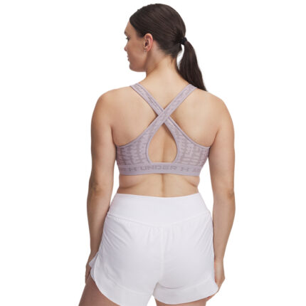 Under Armour Crossback Mid Print Bra Γυναικείο Αθλητικό Μπουστάκι Ροζ