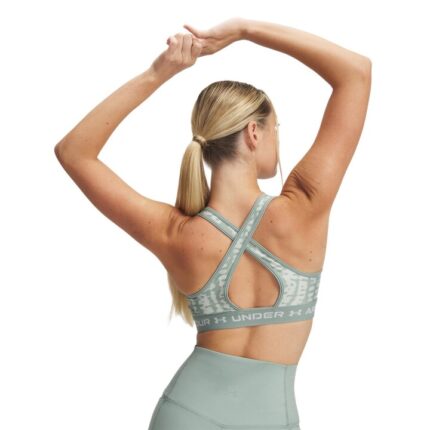 Under Armour Crossback Mid Print Bra Γυναικείο Αθλητικό Μπουστάκι Βεραμάν