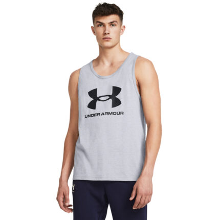 Under Armour Sportstyle Logo Tank Top Ανδρικό Αμάνικο Γκρι Ανοιχτό