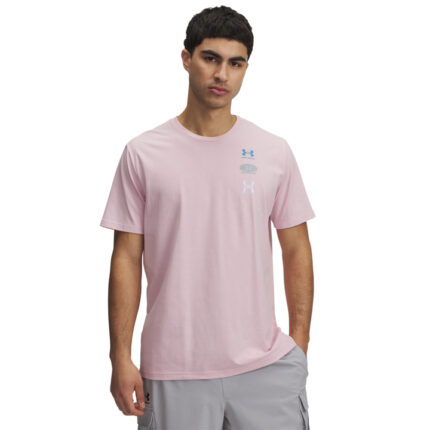 Under Armour 60/40s Evol Logo SS Ανδρικό Κοντομάνικο Ροζ