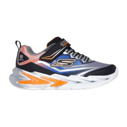 Skechers S Lights: Flex-Glow Ultra Παιδικά Sneakers με Φωτάκια Μαύρα/Ασημί/Πορτοκαλί