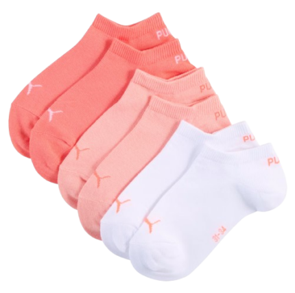 Puma Plain Sneaker Socks 3P Παιδικές Κάλτσες Κοραλί / Σομόν / Λευκές