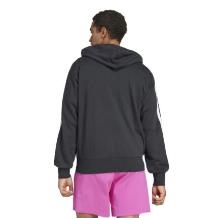 adidas Essentials 3-Stripes French Terry Full-Zip Hoodie Ανδρική Ζακέτα Μαύρη