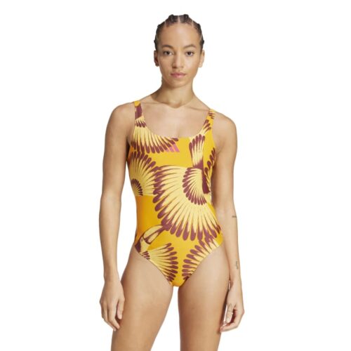 adidas x FARM 3-Stripes Swimsuit Γυναικείο Ολόσωμο Μαγιό Κίτρινο / Πράσινο