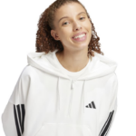 adidas Essentials 3-Stripes French Terry Quarter-Zip Hoodie Φούτερ Λευκό