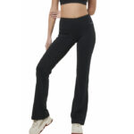 Body Action High Waisted Wide-Leg Leggings Black Γυναικείο Κολάν Καμπάνα