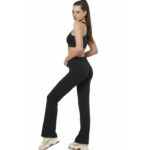 Body Action High Waisted Wide-Leg Leggings Black Γυναικείο Κολάν Καμπάνα