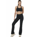 Body Action High Waisted Wide-Leg Leggings Black Γυναικείο Κολάν Καμπάνα