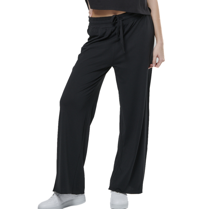 Body Action Wide Leg Pants Black Παντελόνι Σε Ίσια Γραμμή Μαύρο