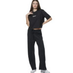 Body Action Wide Leg Pants Black Παντελόνι Σε Ίσια Γραμμή Μαύρο