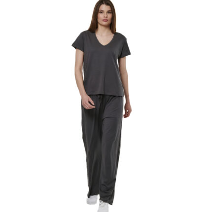 Body Action Wide Leg Pants Graphite Grey Γυναικείo Παντελόνι Σε Ίσια Γραμμή Γκρι